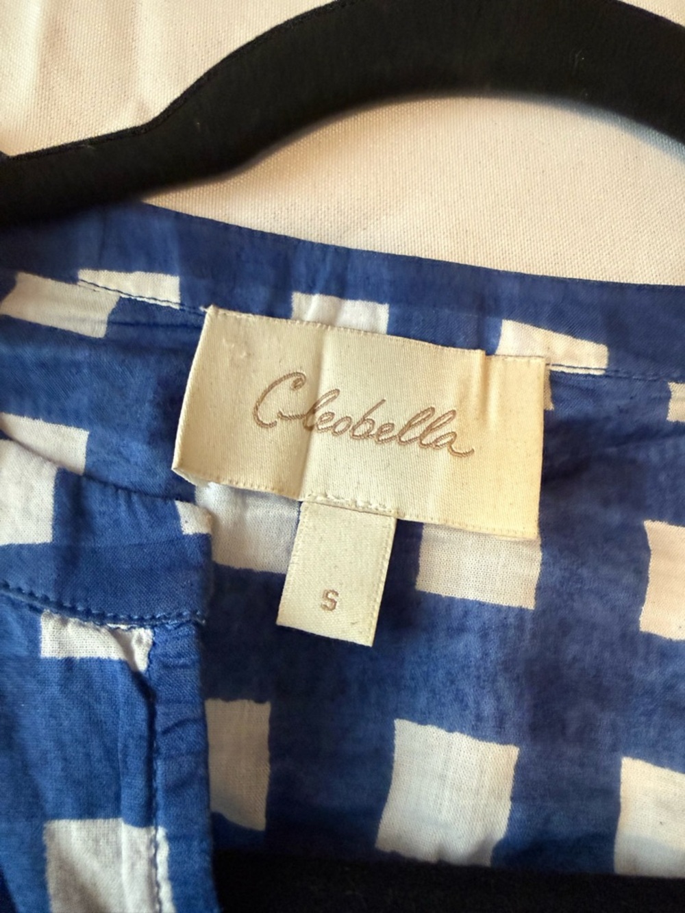 Cleobella Blue Check Gingham Ruffle V-Neck Top - Picture 5 of 9